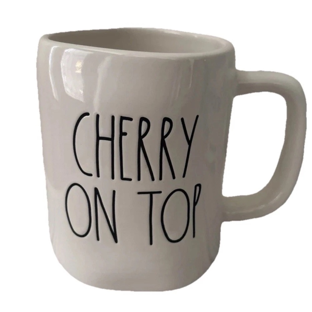 Rae Dunn CHERRY ON TOP Mug Double Sided Ceramic Summer Kitchen Decor New